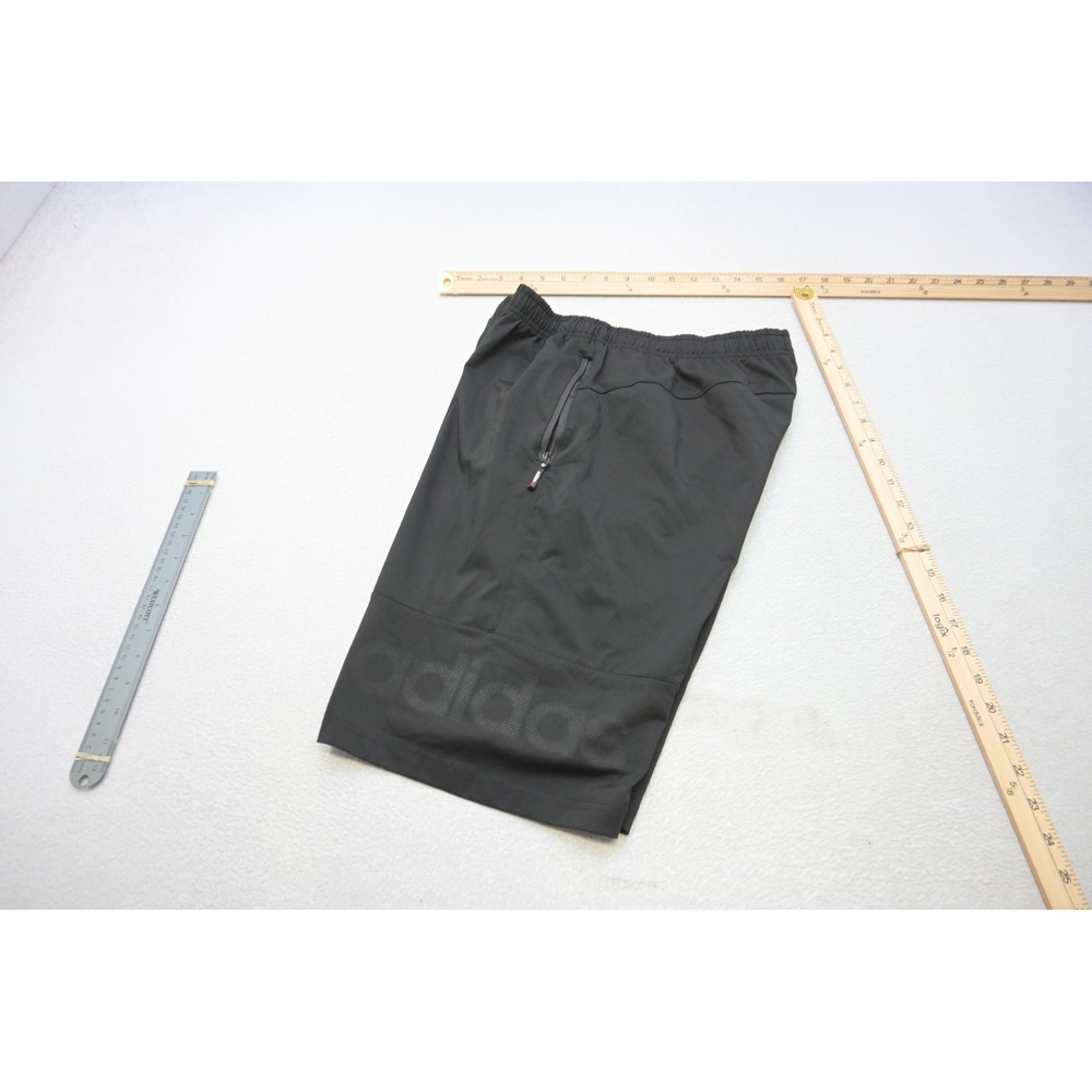 Adidas Athletic Shorts Mens Large Black Zipper Pockets Performance Excellent